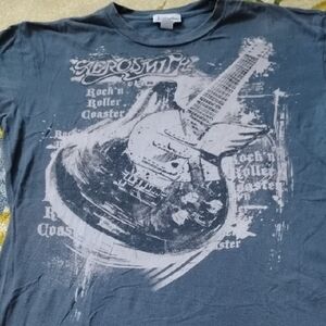 Men's Blue Vintage Medium Aerosmith Rock N Roller Coaster Disney Parks Shirt